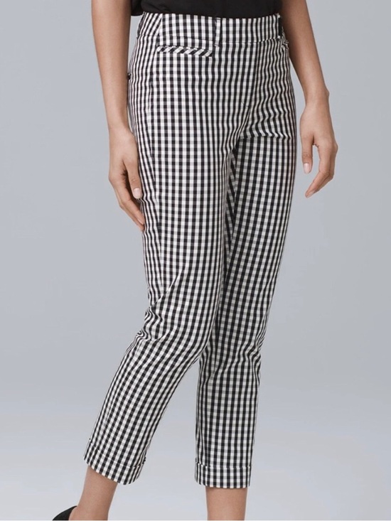 White House Black Market Pants - White House Black Market Gingham Plaid Slim Cropped Pants Sz 2